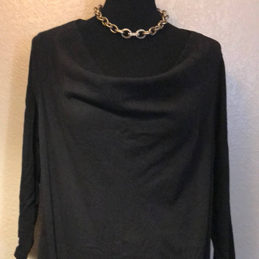 Black Cotton Cow Neck Blouse